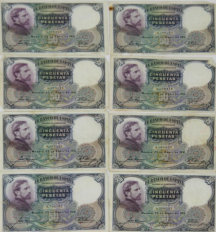 Lotes de Notas: BI-004 - LOTE DE 9 BILLETES DE 50 PESETAS. BANCO DE ESPA&Ntilde;A. 1931.