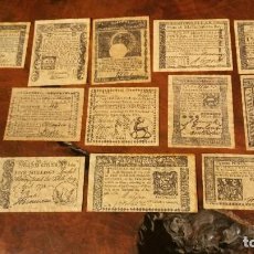 Lotti di Banconote: LOTE DE RÉPLICAS DE ORIGINAL DE 14 BILLETES DE DÓLAR COLONIAL AND REVOLUTIONARY CURRENCY 1773-1781. Lote 192050073