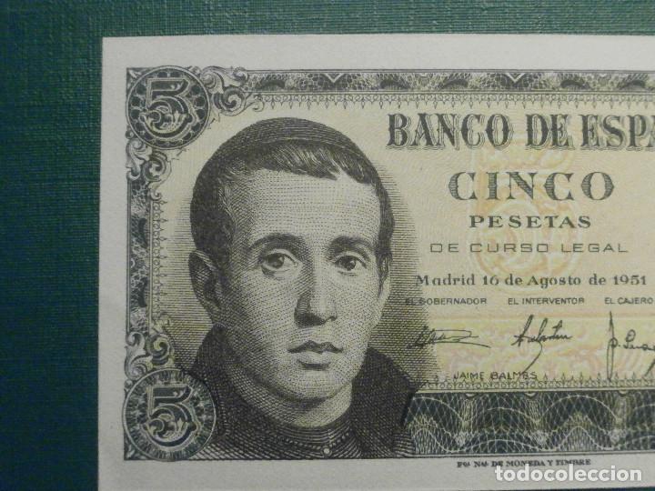 Lotes de Billetes: Billete 5 Pts 1951 16 Agosto Balmes - Estado Español - Serie H - Plancha - S/C - Foto 2 - 303093568