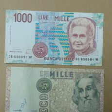Lotes de Billetes: 2 BILLETES DE 1.000 LIRAS, AÑOS 82 Y 90