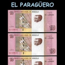 Lotes de Billetes: ANGOLA 3 BILLLETES DE 10 KAWANZAS AÑO 2012 TRIO CORRELATIVO( PRESIDENTES DE ANGOLA)