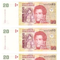 Lotes de Billetes: ARGENTINA // 20 PESOS ( 4 BILLETES CORRELATIVOS) // PICK 355A // SERIE D // AÑO 2014