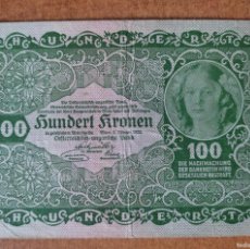 Lotes de Billetes: AUSTRIA - HUNGRÍA. 100 KORONA 1922. Lote 399233919