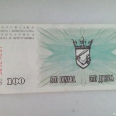 Lotes de Billetes: BILLETE 100 DINARAS GUERRA DE BOSNIA. Lote 400387989