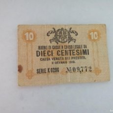 Lotes de Billetes: BILLETE VENECIA 1918 DIECI CENTESIMI. Lote 400389554