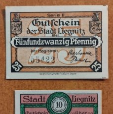 Lotes de Billetes: ALEMANIA, 1921. 2 BILLETES NOTGELD STADT LIEGNITZ (SERIE COMPLETA)