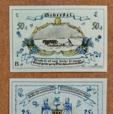 Lotes de Billetes: ALEMANIA, 1921. 2 BILLETES NOTGELD STADT SCHEESSEL (SERIE COMPLETA)