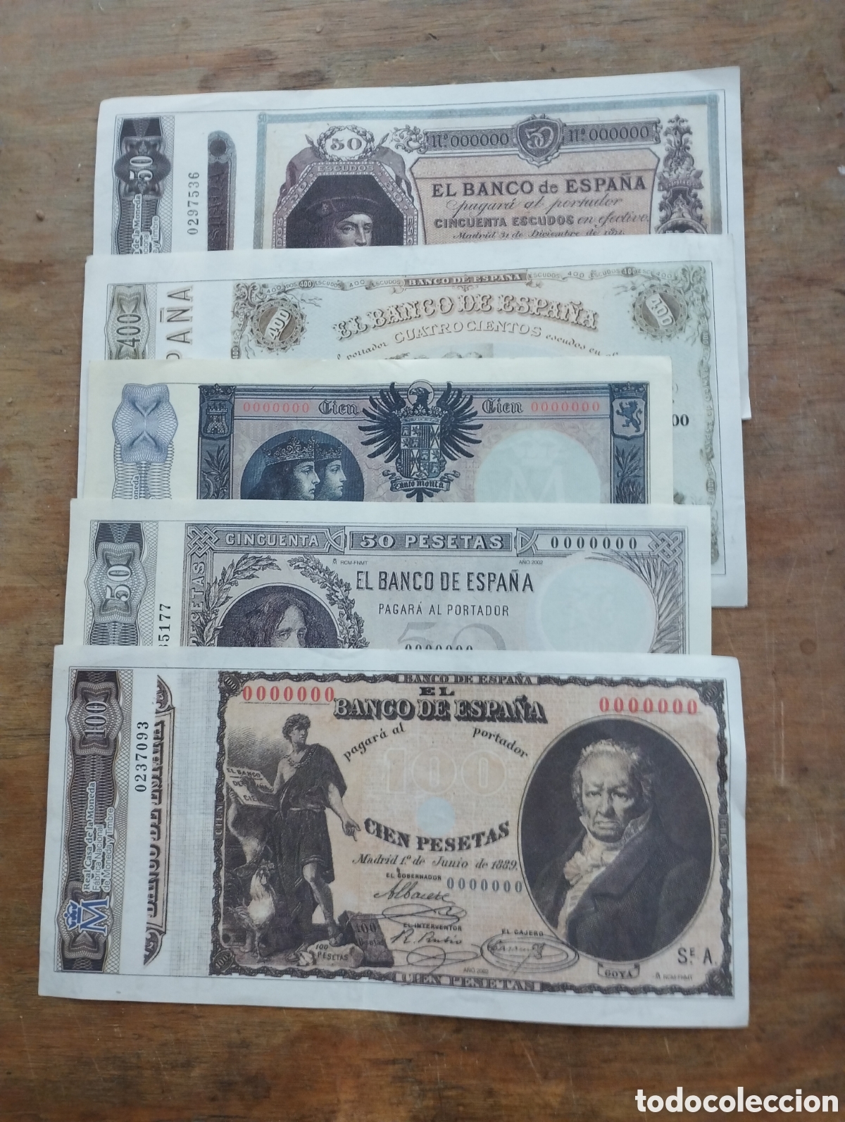 Lotes de billetes: Lote de 5 billetes Espa&ntilde;a Facs&iacute;mil - Foto 1