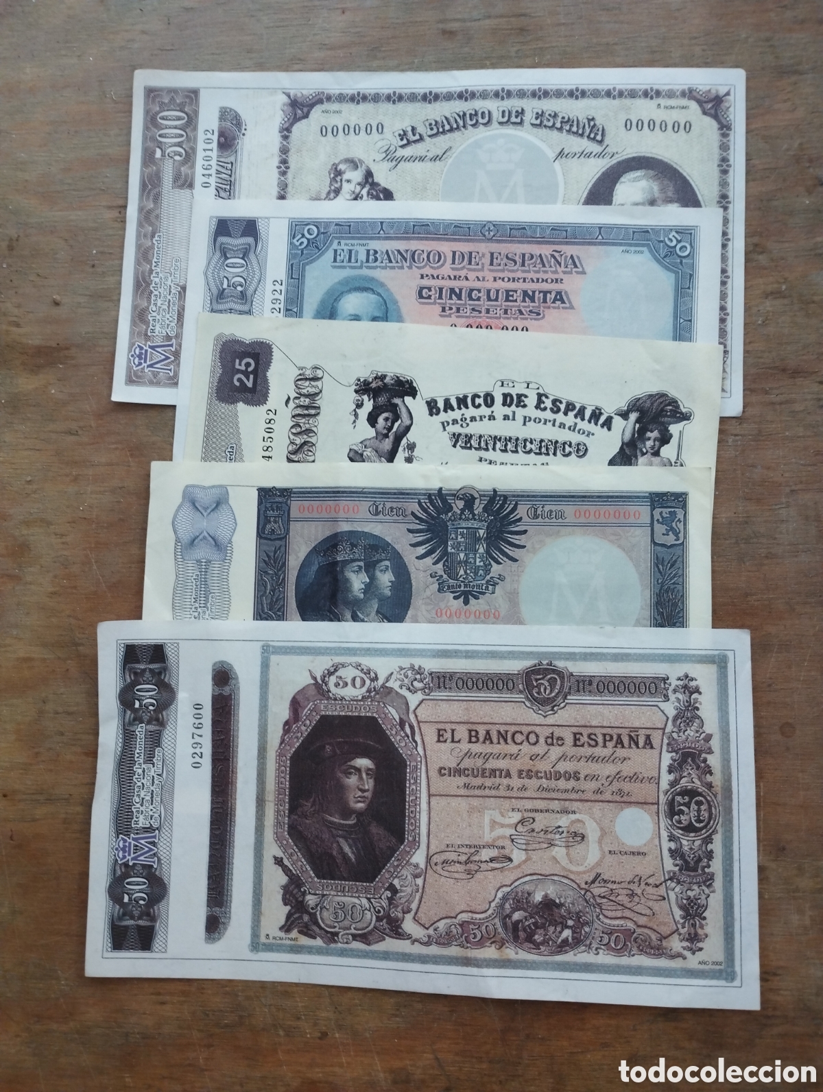 Lotes de billetes: Lote de 5 billetes de Espa&ntilde;a Facs&iacute;mil - Foto 1