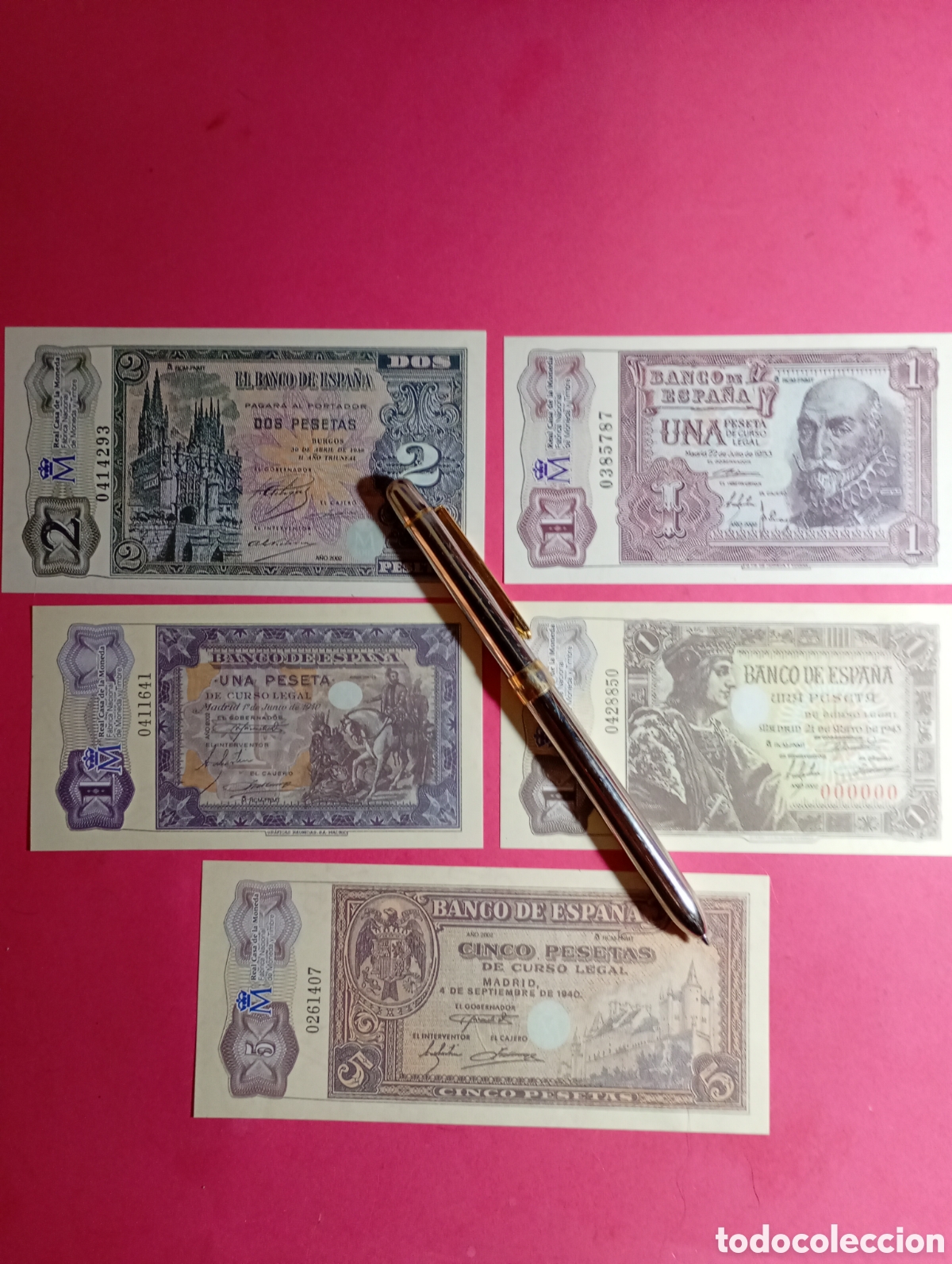 Lotes de Billetes: BILLETES DIFERENTES PESETAS 37 F&Aacute;CSIMILES NUMERADOS, REAL CASA DE LA MONEDA FABRICA NACIONAL M.T.