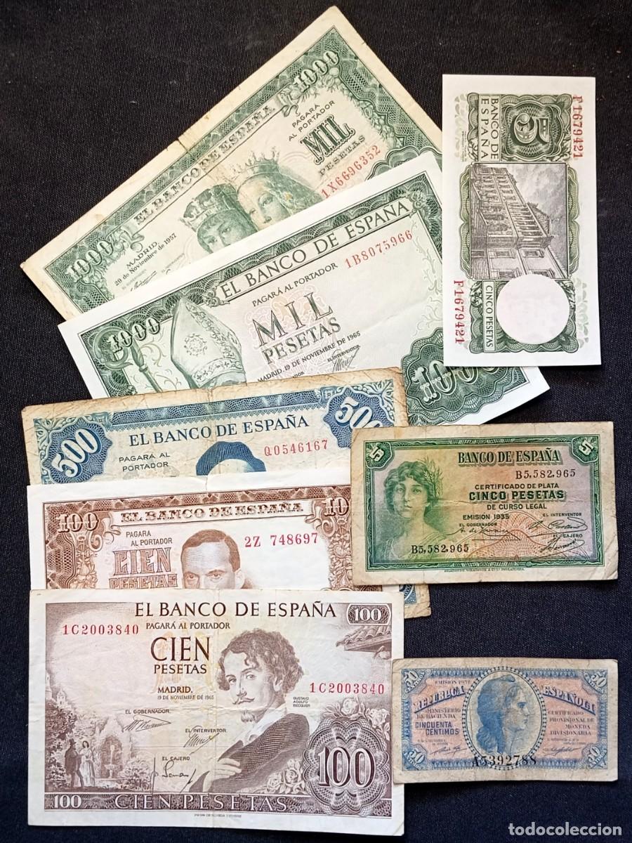Lotes de Billetes: ⚜️ &Ntilde;09X04B. Lote de 8 billetes espa&ntilde;oles