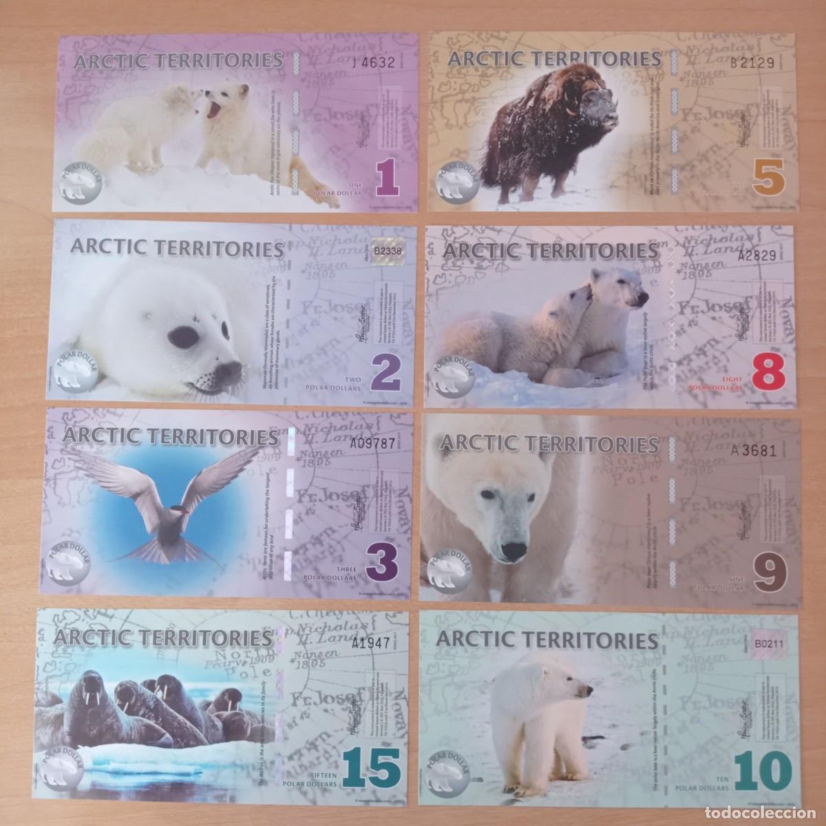 Lotes de billetes: Lote 8 Billetes Territorios &Aacute;rticos Pol&iacute;mero UNC Polar Dollars