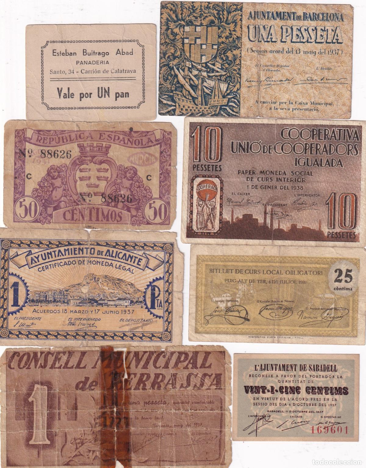 Lotes de billetes: CRBL0661 LOTE 8 BILLETES LOCALES ESPA&Ntilde;A VER FOTOS