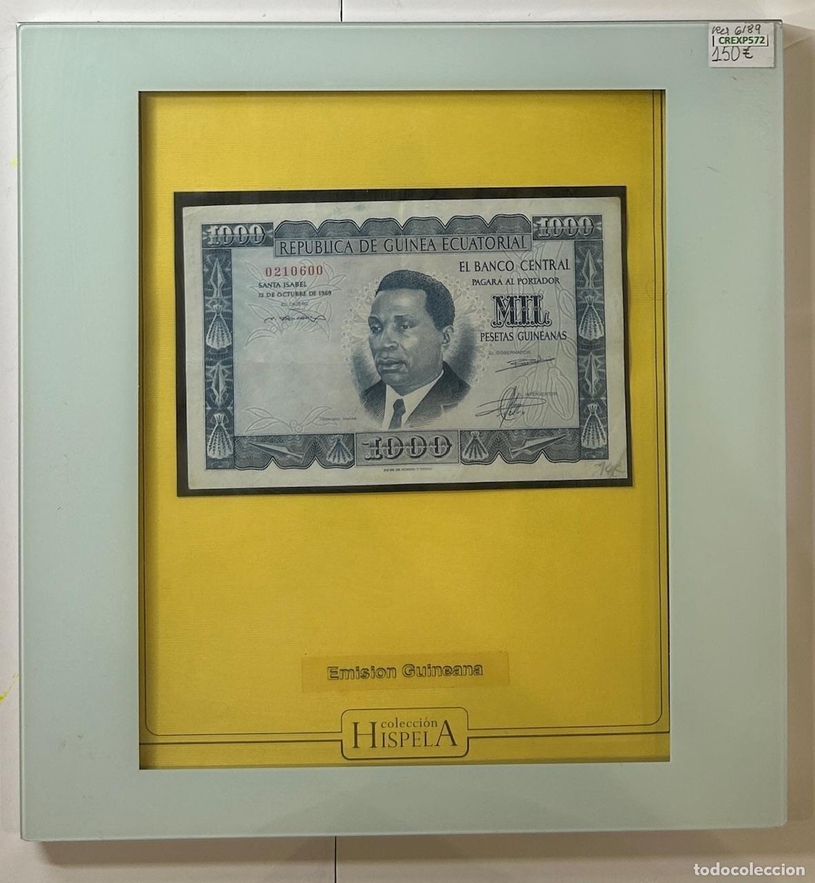 Lotes de billetes: CREXP572 CUADRO CON BILLETE GUINEA ECUATORIAL 1000 PESETAS GUINEANAS