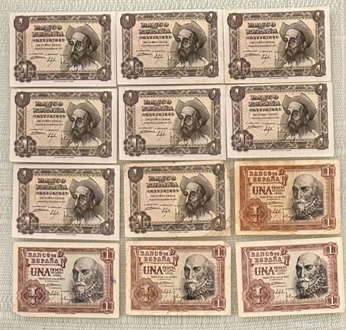 Lotes de billetes: CRBL0654 LOTE 12 BILLETES ESPA&Ntilde;A 1 PESETAS 1951 Y 1953