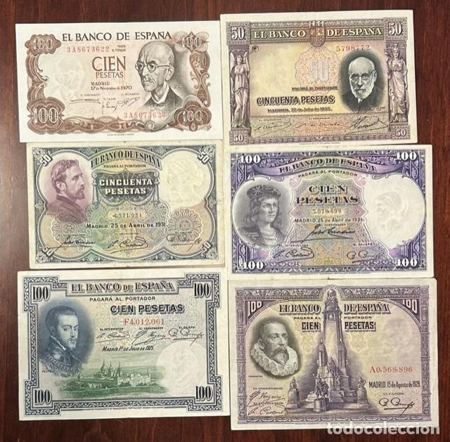 Lotes de billetes: CRBS1598 LOTE 6 BILLETES ESPA&Ntilde;A DIFERENTES MBC EBC