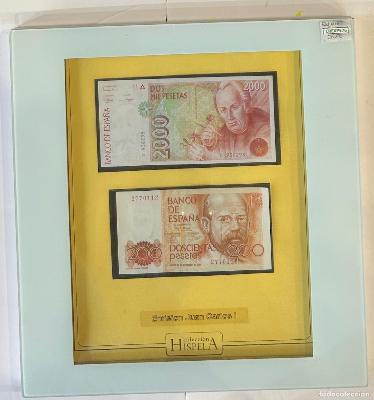 Lotes de billetes: CREXP576 CUADRO CON BILLETES ESPA&Ntilde;A 2000 Y 200 PESETAS VER FOTO