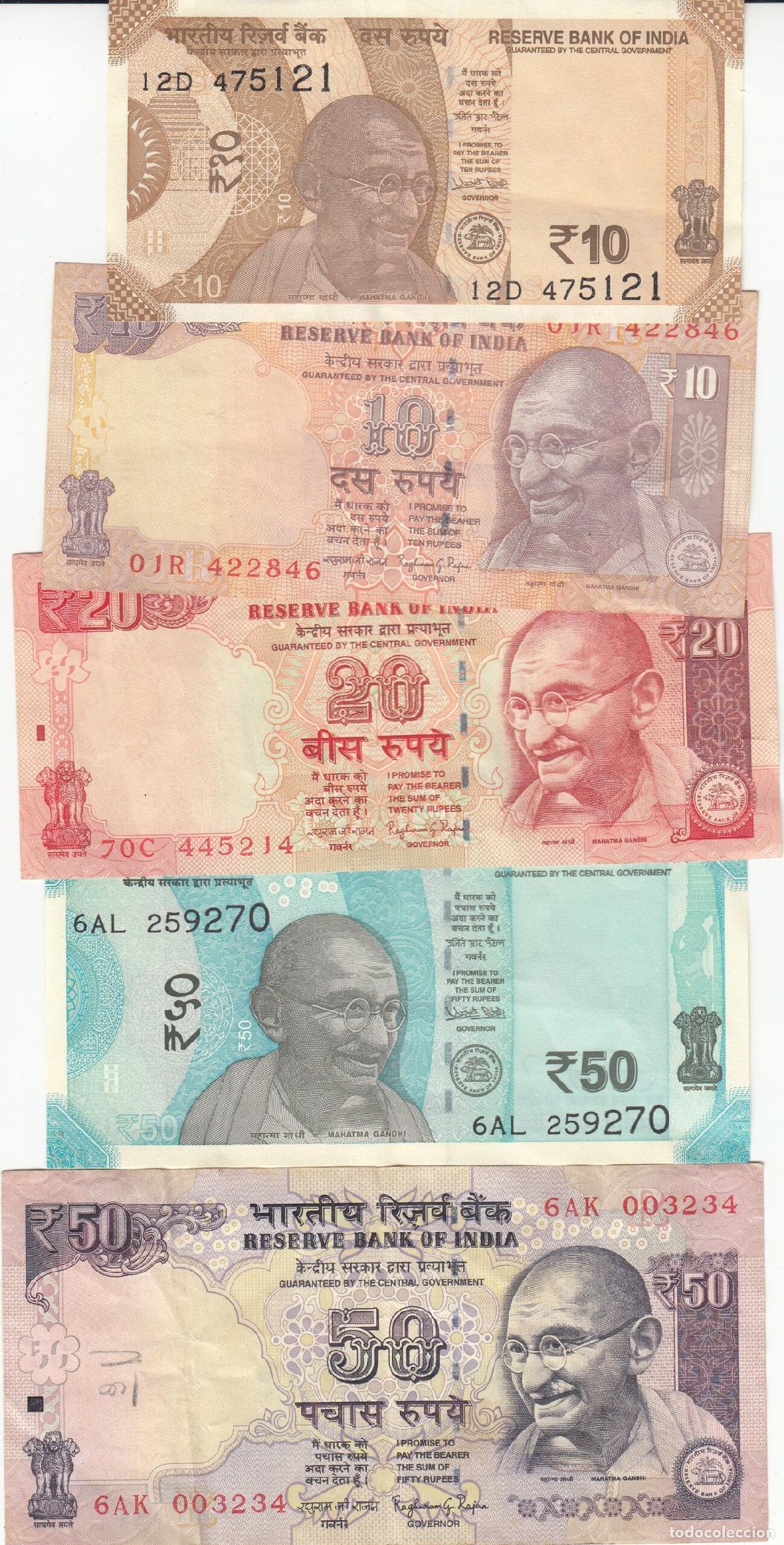 Lotes de billetes: CRBX0297 LOTE DE 9 BILETES INDIA DIFERENTES VALORES CIRCULADOS