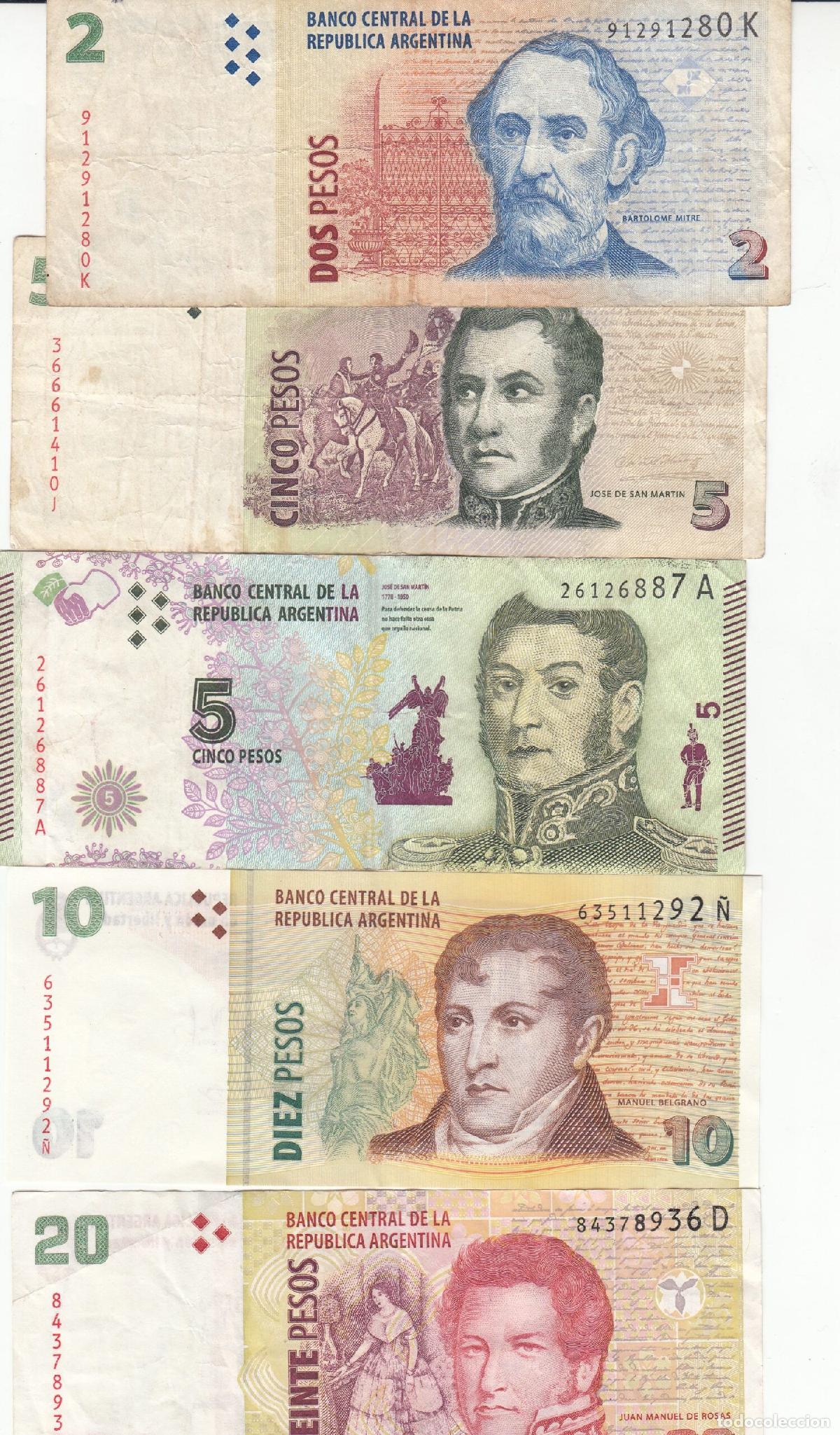 Lotes de billetes: CRBX0298 LOTE DE 10 BILLETES ARGENTINA TODOS DIFERENTES CIRCULADOS