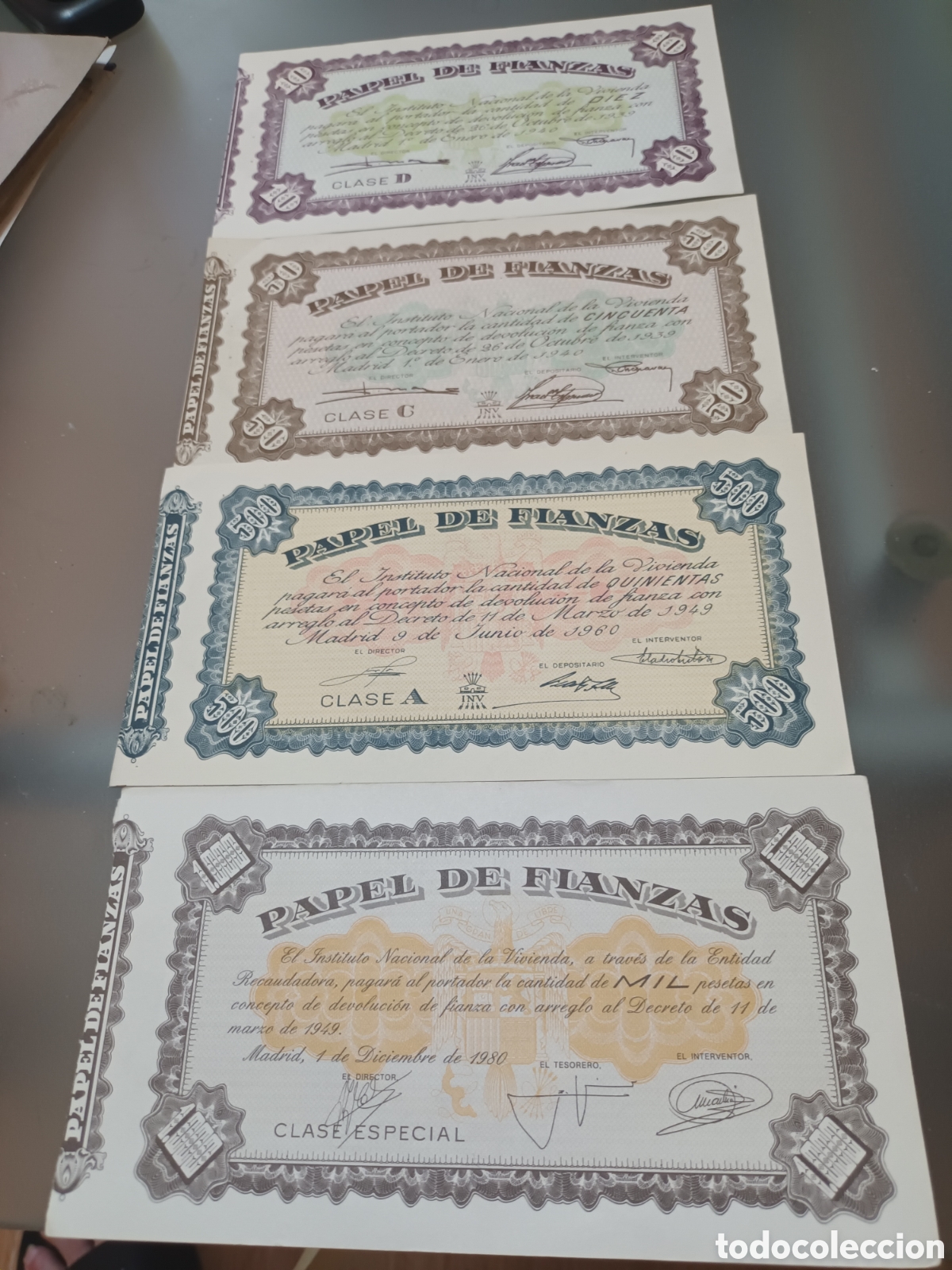Lotes de billetes: LOTE DE PAPEL DE FINANZAS DE 10, 50, 500 Y 1000 PESETAS DEL 1940 AL 1980