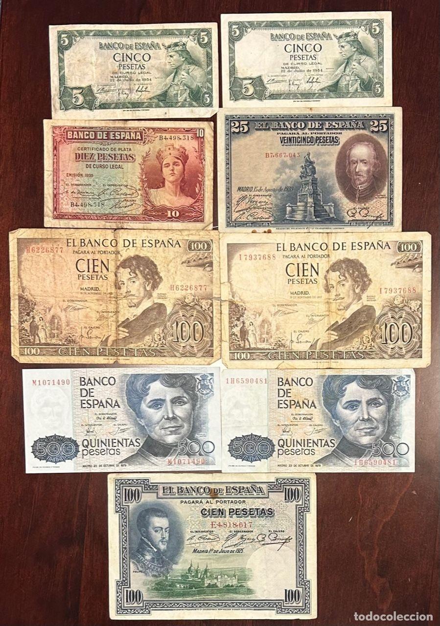 Lotes de billetes: CRBL0404 LOTE 9 BILLETES ESPA&Ntilde;A DIFERENTES VER FOTO