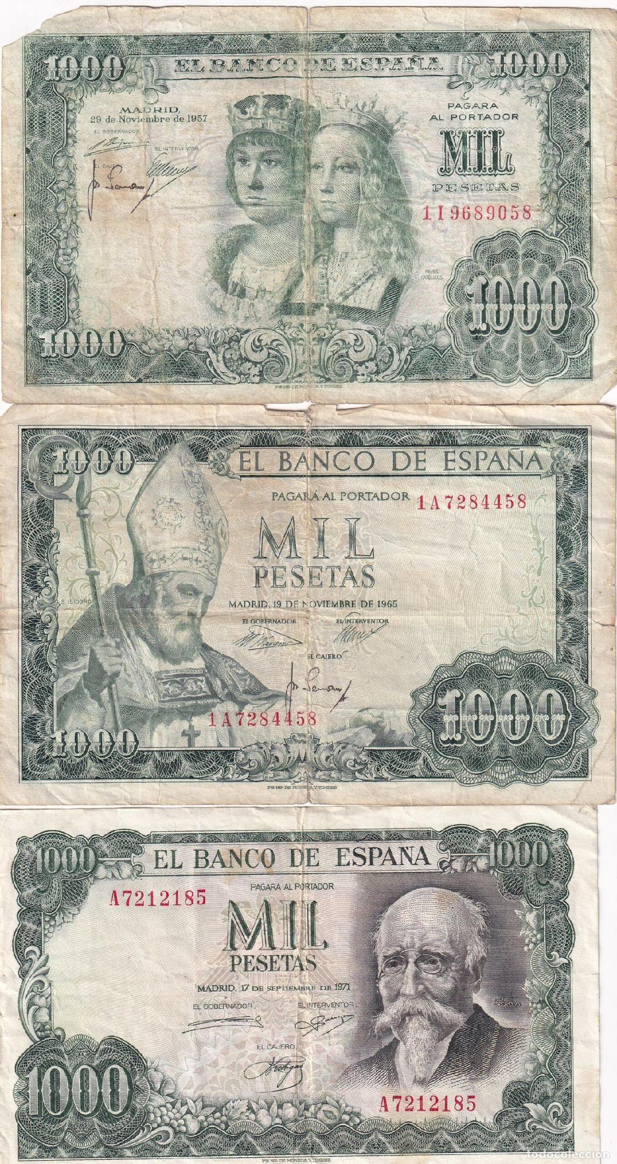 Lotes de billetes: CRBL0408 LOTE 3 BILLETE ESPA&Ntilde;A 1000 PESETAS DIFERENTES USADOS VER FOTO