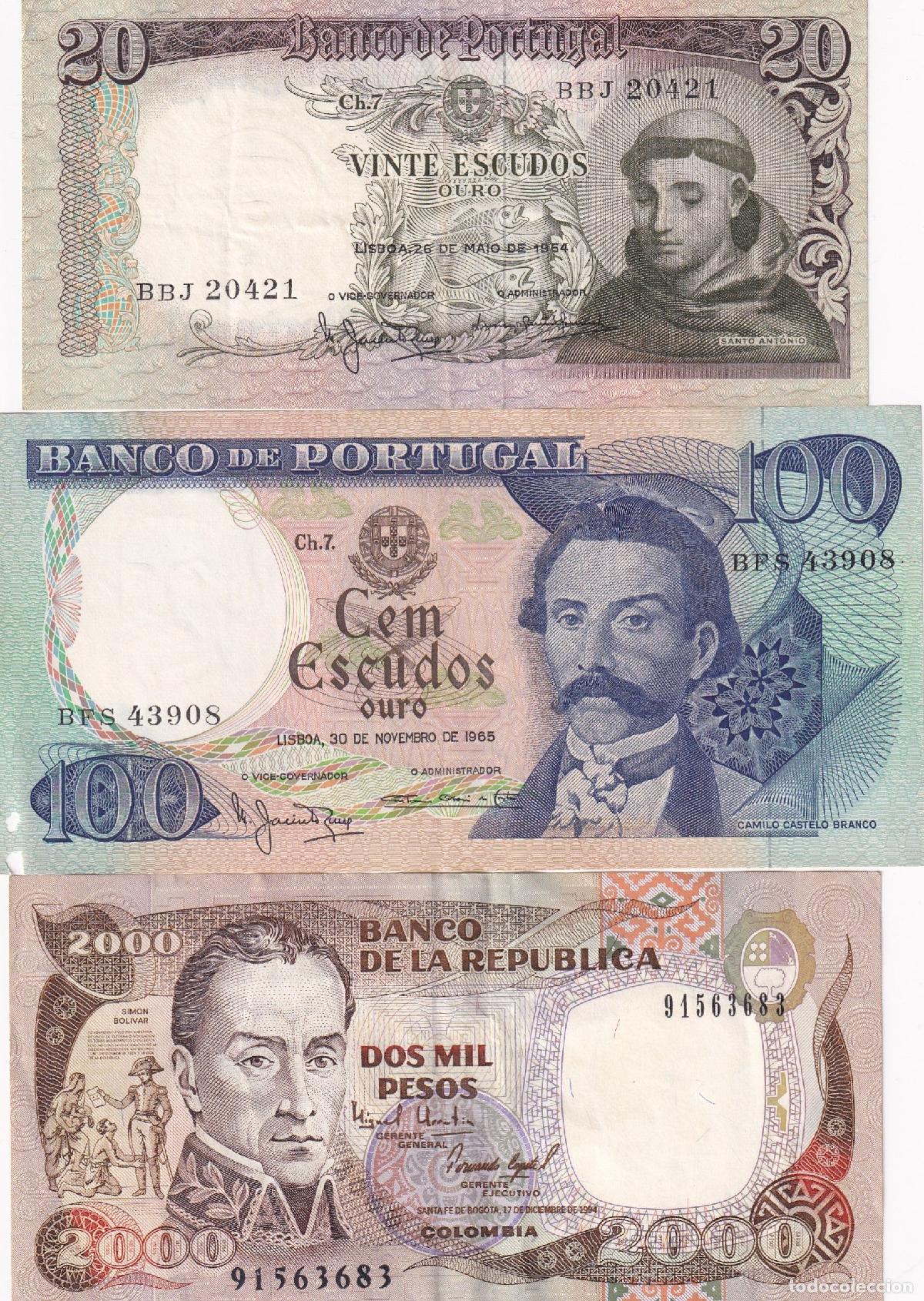 Lotti di Banconote: CRBL0431 LOTE 3 BILLETES COLOMBIA DIF VALORES MBC