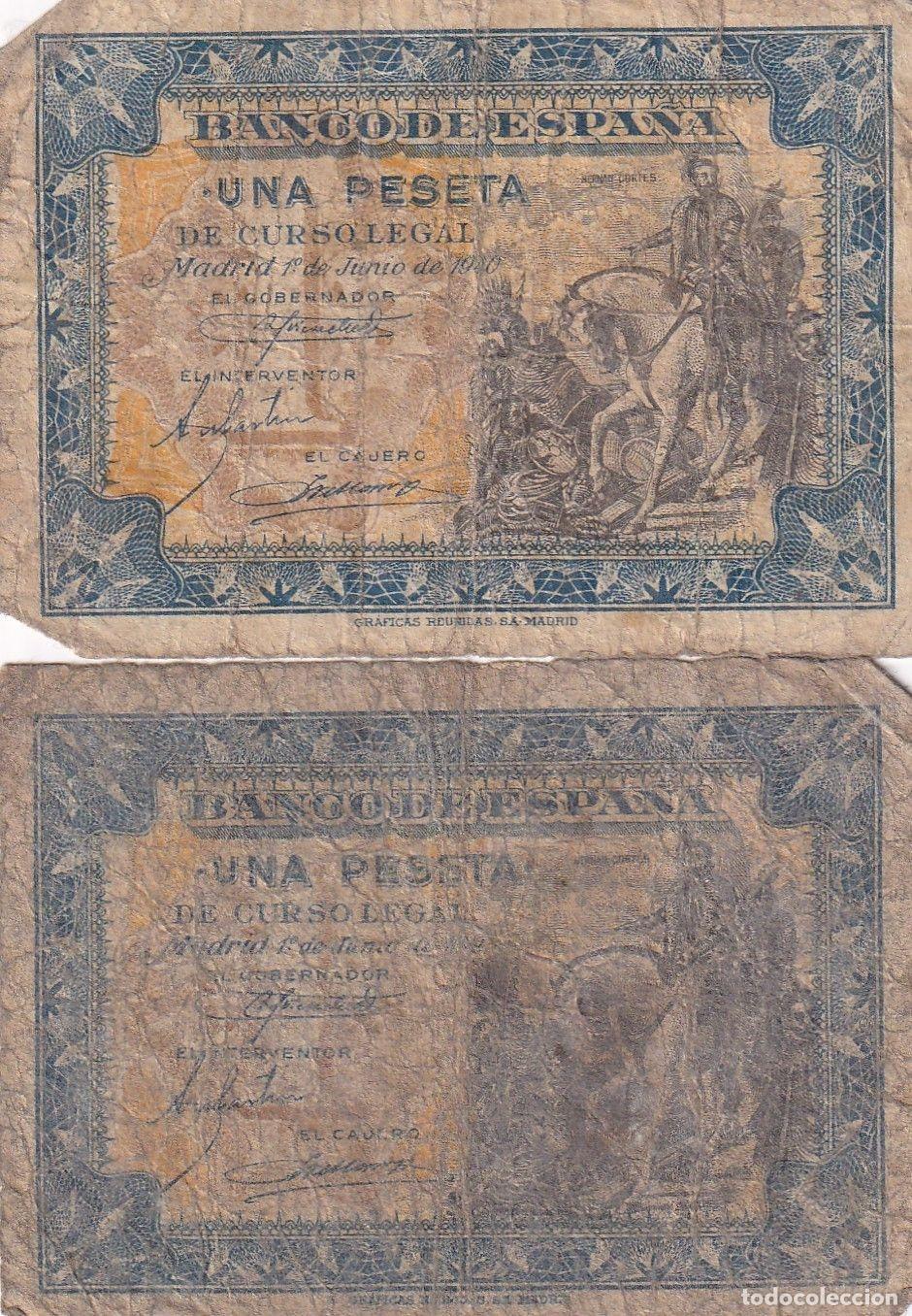 Lotes de billetes: CRBS2263 LOTE 2 BILLETES ESPA&Ntilde;A 1 PESETA 1940 USADOS
