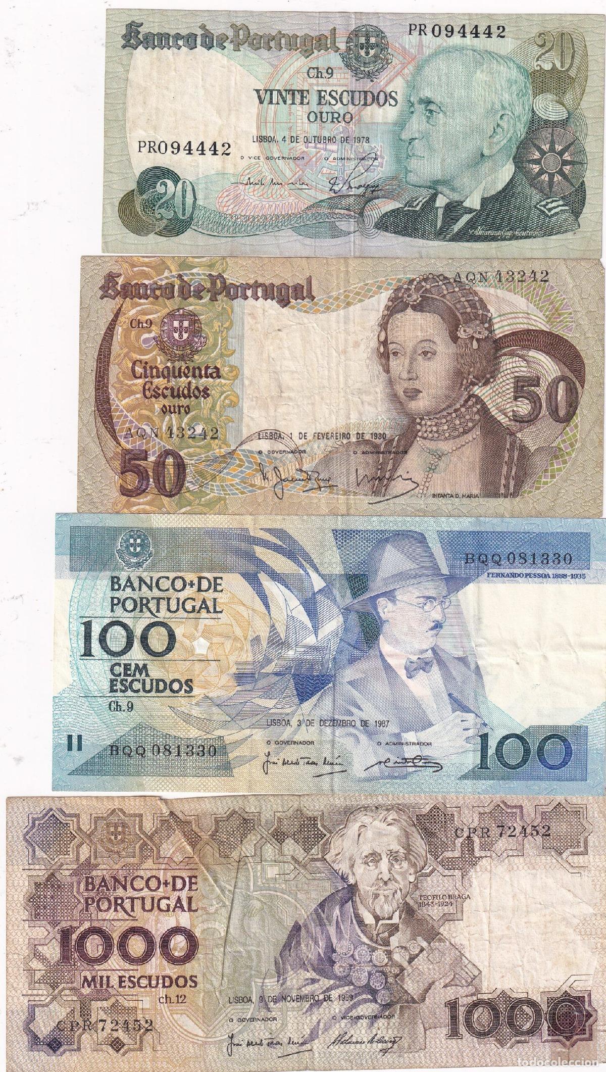 Lots of Banknotes: CRBX1838 LOTE 4 BILLETE PORTUGAL USADOS VER FOTOS
