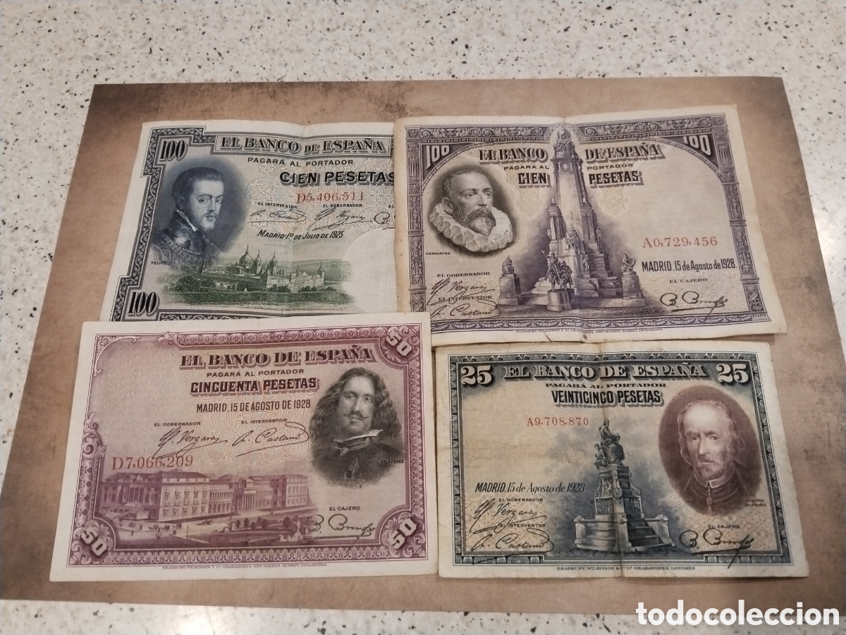 Lotes de billetes: Lote de 4 Billetes Espa&ntilde;oles