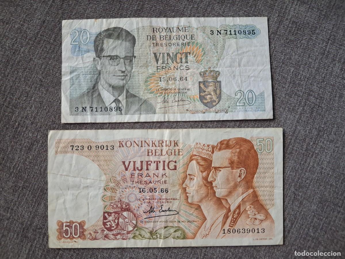 Lotes de billetes: B&eacute;lgica 20 y 50 francos 1964 y 66