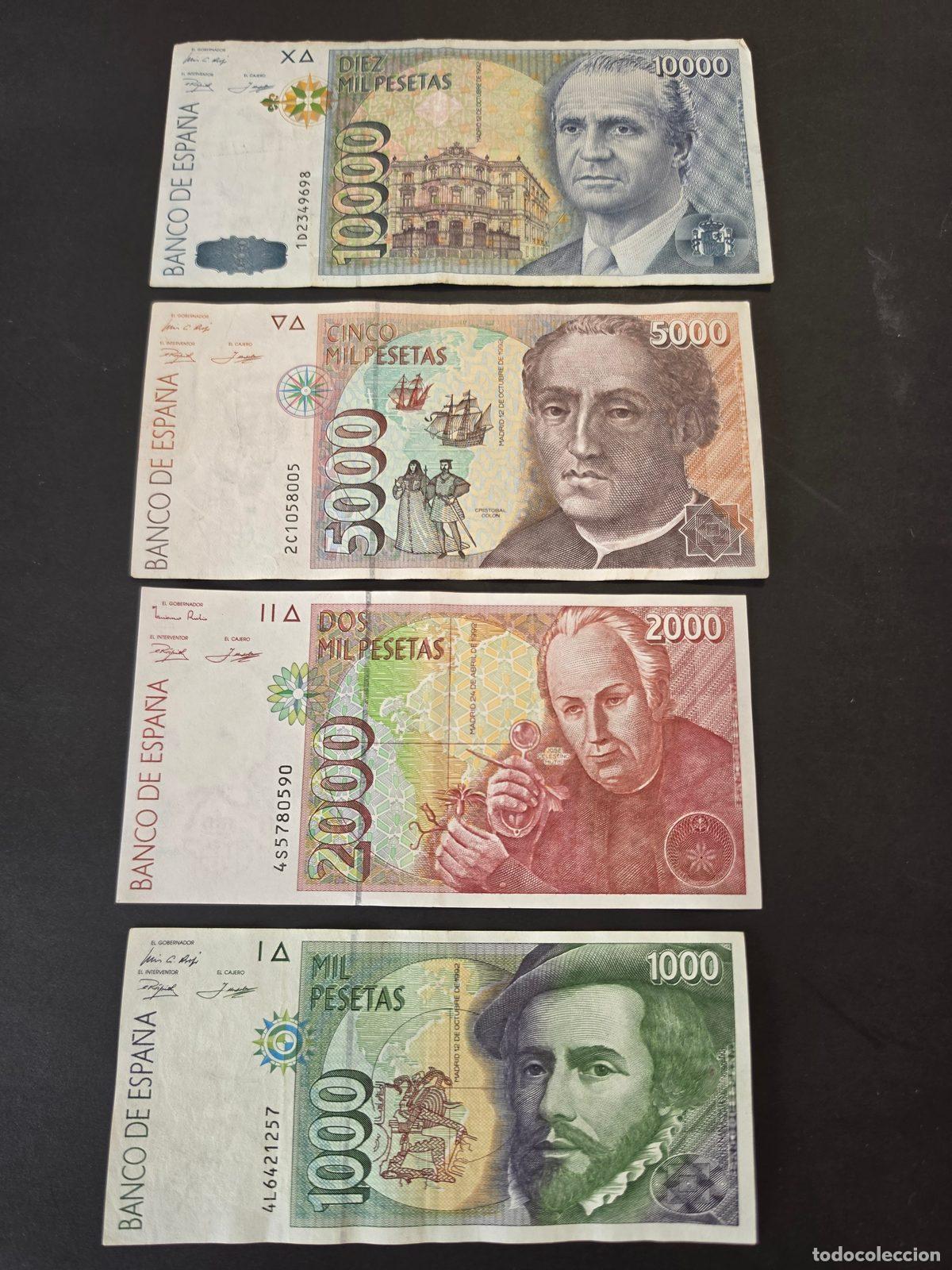 Lotes de billetes: Lote de 4 billetes de 1.000 a 10.000 pesetas Espa&ntilde;a
