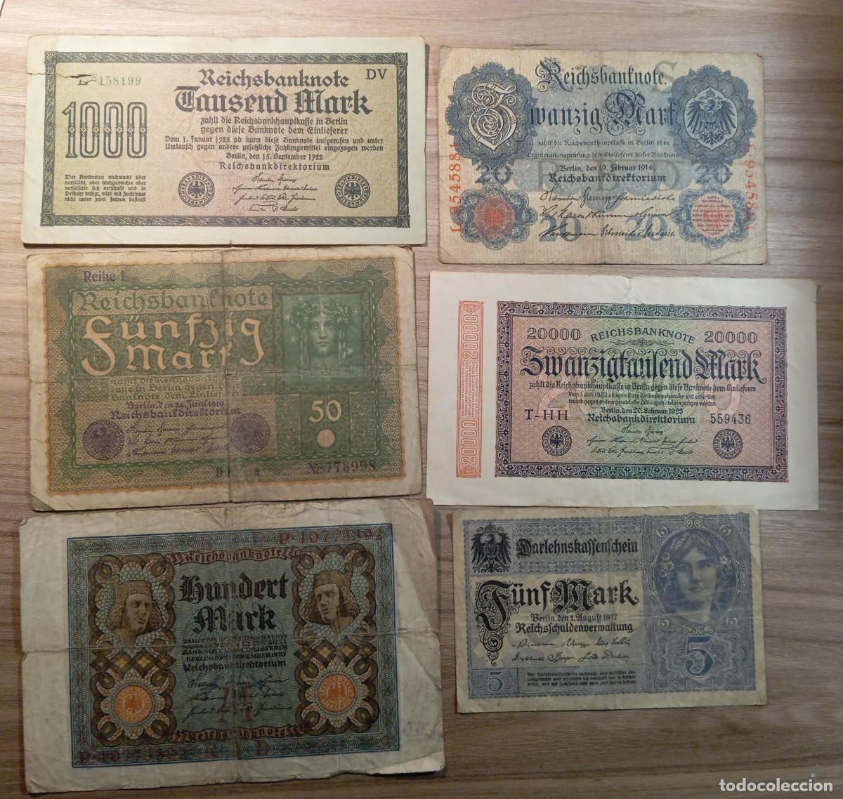 Lotes de billetes: Lote 6 billetes de Alemania diferentes