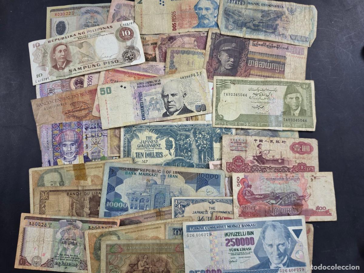 Lotes de billetes: Lote de 40 billetes del mundo usados.