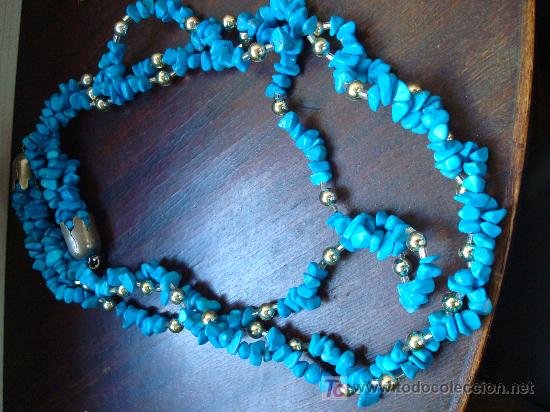 Joalharia: COLLAR BISUTERIA PIEDRAS AZULES Y BOLITAS PLATEADAS,A&Ntilde;OS 50