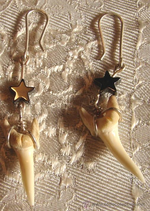 Joyeria: PENDIENTES EN PLATA, HEMATITE Y DIENTES DE TIBURON. - Foto 1