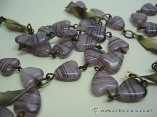 Joyeria: CONSERVADO COLLAR ART DECO, CORAZONES DE CRISTAL VIOLETAS. 1920 -1930. METAL
