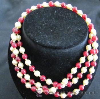 Joyeria: ANTIGUO COLLAR DE BIJOUTER&Iacute;A - BONITO, DE PERLAS ROJAS Y BLANCAS. - Foto 1