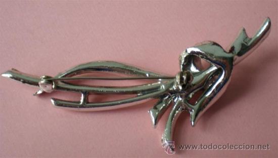 Joyeria: Broche .. Metal plateado y cristales - Foto 2