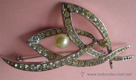 Joyeria: Broche .. Metal plateado y cristales - Foto 1