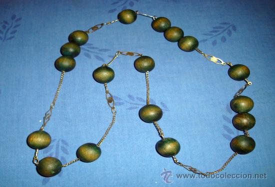 Joyeria: Collar de los 70 en madera y plateado. - Foto 1