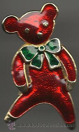 Joyeria: BONITO BROCHE DE LATON Y  ESMALTE  CON FORMA DE OSITO