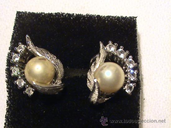Joyeria: Antiguos pendientes en plata con perla y circonitas - Foto 1