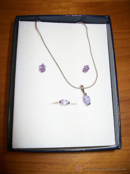 Joyeria: CONJUNTO DE COLLAR GARGANTILLA  Y PENDIENTES - LILAS  - NUEVO - Foto 1