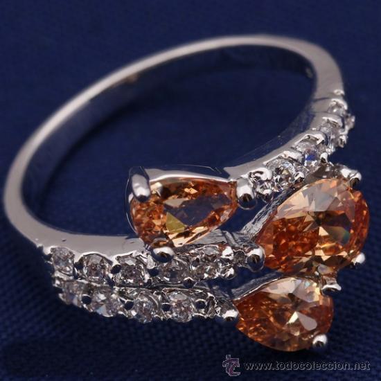 Joyeria: ANILLO DE DISE&Ntilde;O EN ORO LAMINADO Y CIRCONITAS, LISTO PARA REGALO. TALLA 14
