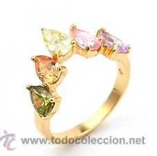 Joyeria: ANILLO EN ORO LAMINADO DE 18K. Y CIRCONITAS, LISTO PARA REGALO. TALLA 12