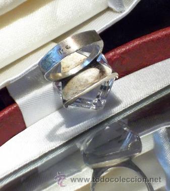 Joyeria: CURIOSO ANILLO DE PLATA CON CRISTAL GEOM&Eacute;TRICO BICOLOR. - Foto 4