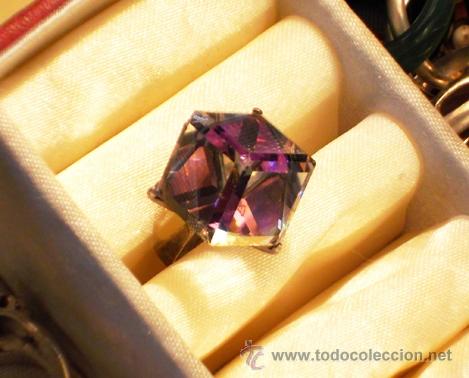 Joyeria: CURIOSO ANILLO DE PLATA CON CRISTAL GEOM&Eacute;TRICO BICOLOR. - Foto 5