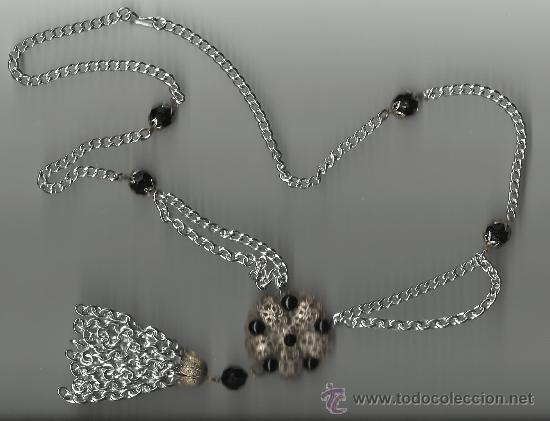 Joalharia: BONITO ANTIGUO YRARO COLLAR PLATEADO Y PIEDRAS 40cm. DOBLE