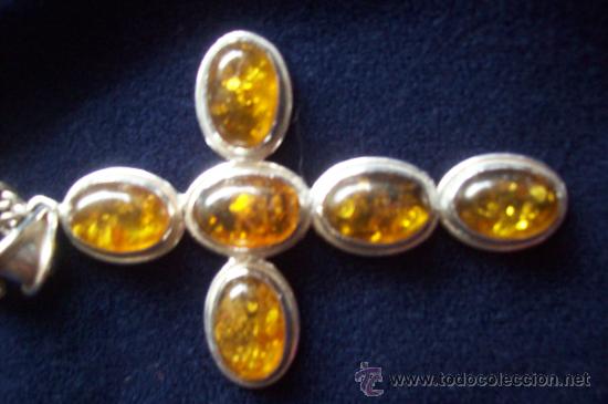 Joyeria: Cruz de plata y ambar con cadena de plata - Foto 2